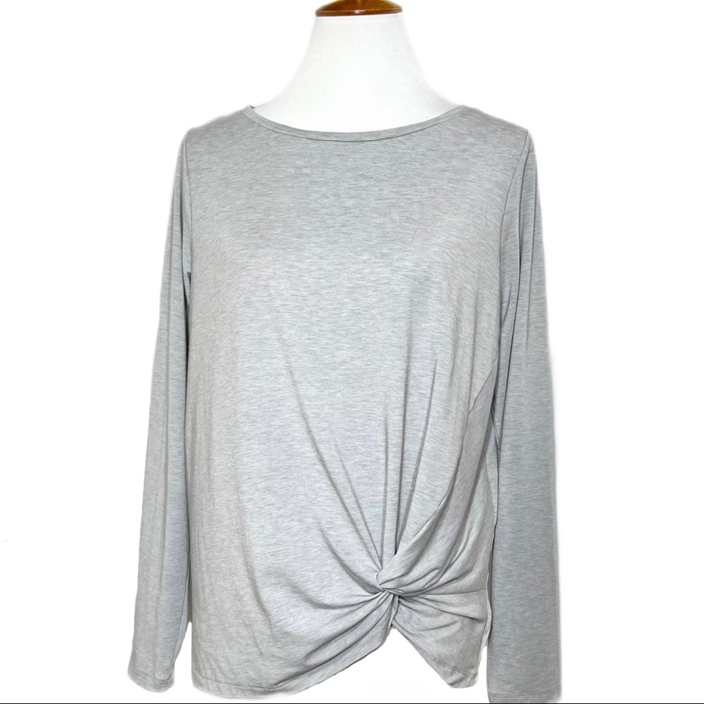 SOLD-Gap Fit Side Twist Long Sleeve Gray Tee - Picture 1 of 8